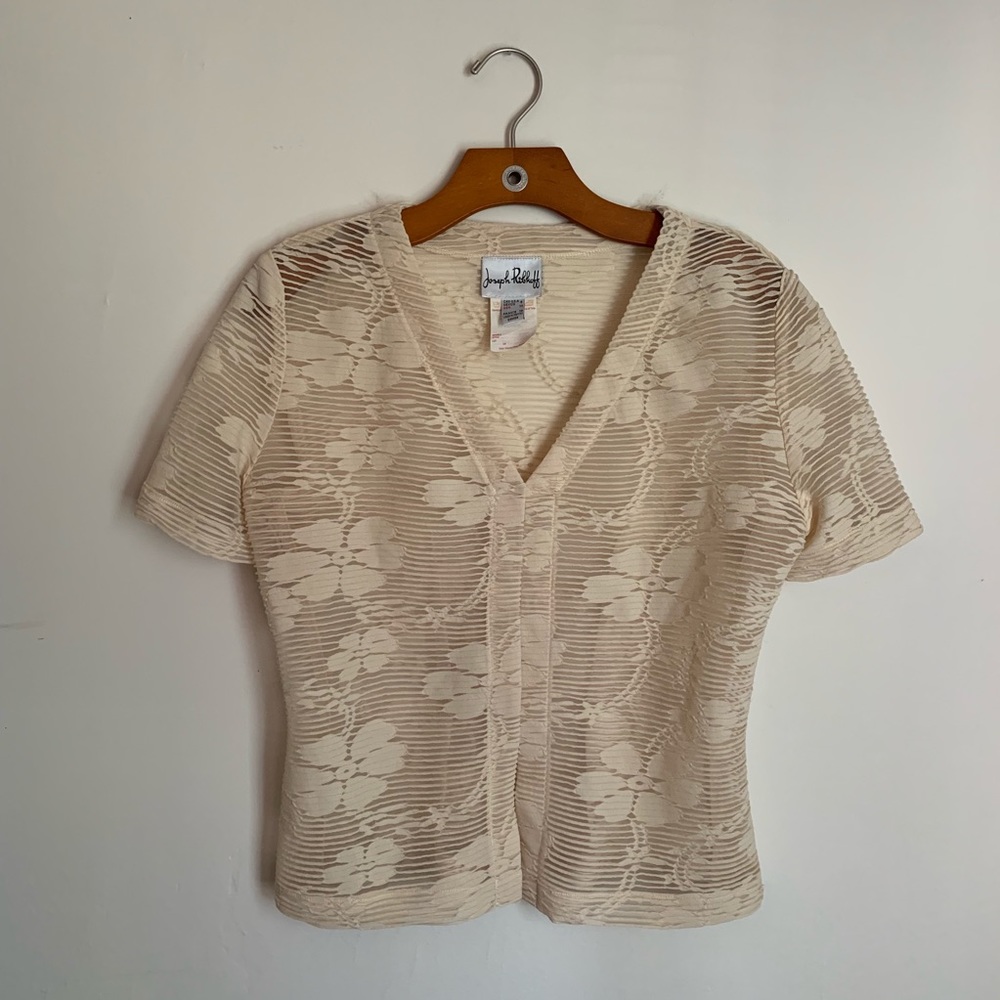 JOSEPH RIBKOFF Ribbed Textured Clasp Blouse